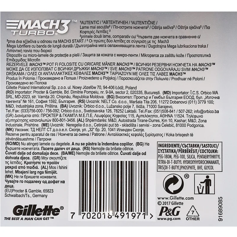 Gillette mach 3 turbo 4/1 patron