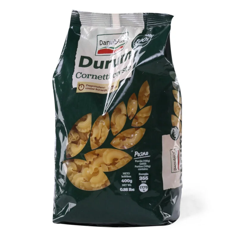 Durum cornetti rigati 400 g Danubius