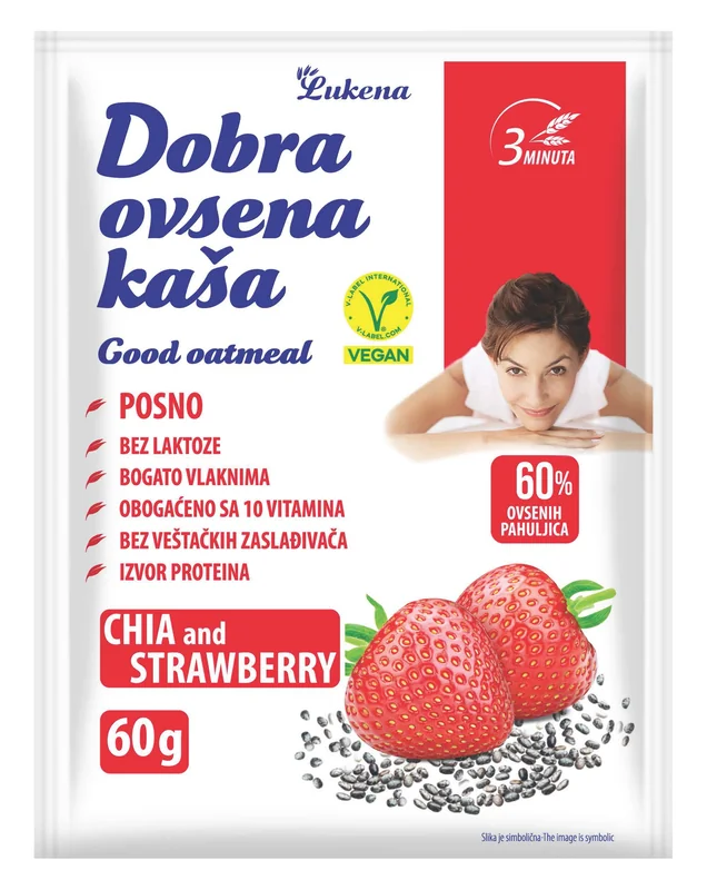 Dobra ovsena kaša sa čia sjemenkama i jagodom 60 g