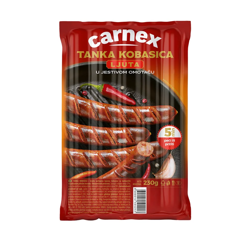 Tanka ljuta grill kobasica 230 g Carnex