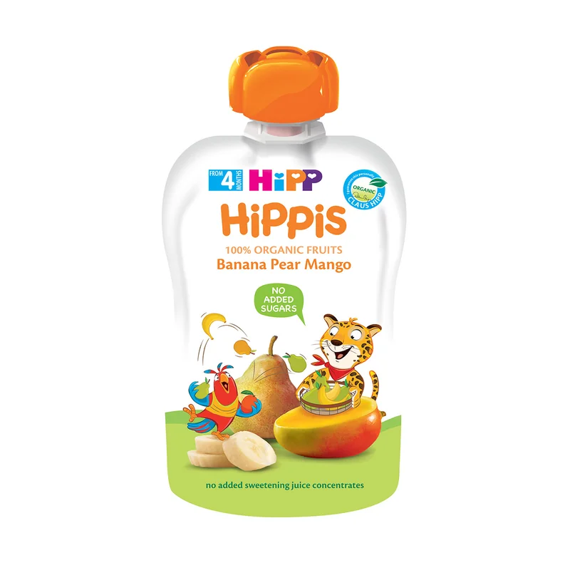 Voće u tubi banana, kruška, mango 100 g 4 mjeseca Hipp