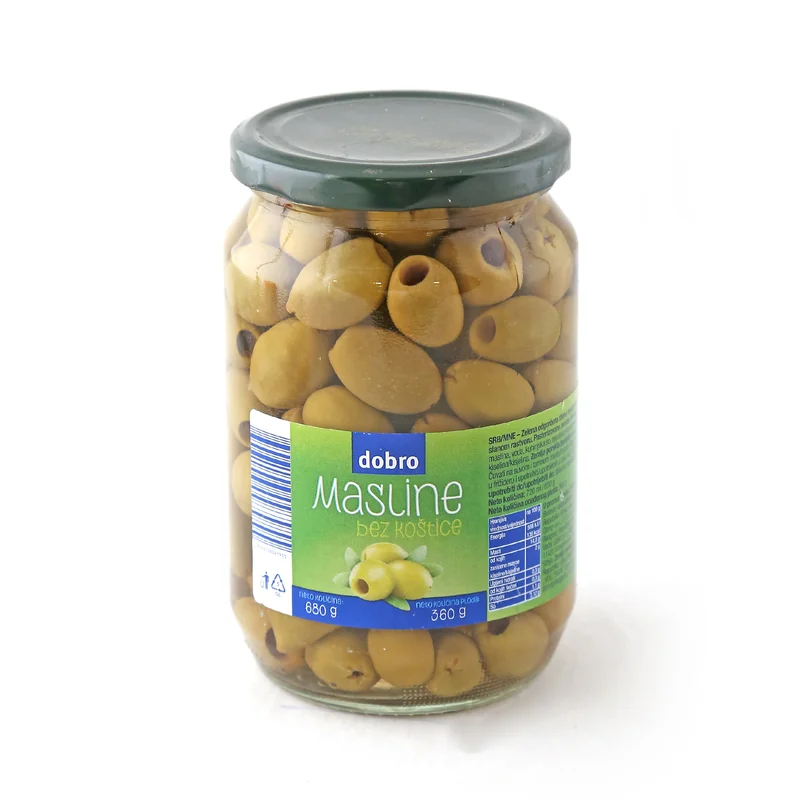 Masline zelene bez koštice 700 ml Dobro