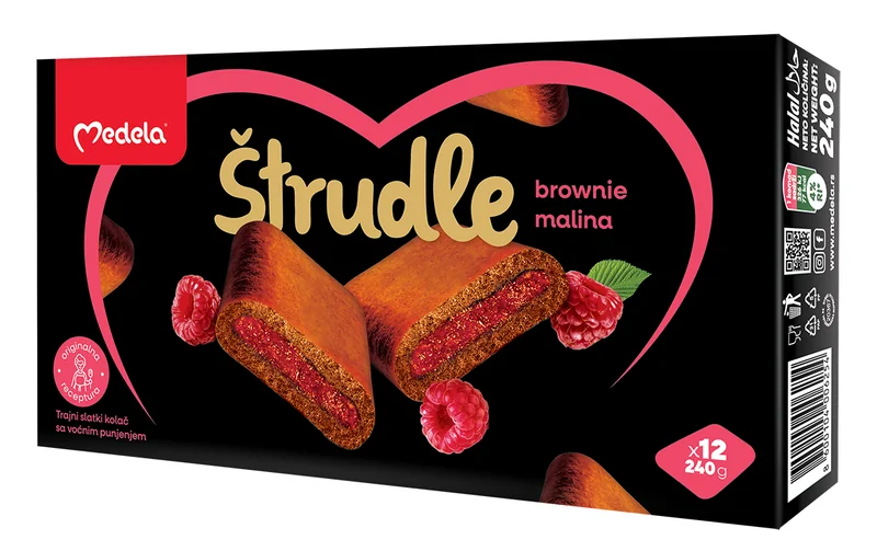 Štrudla brownie malina 240 g Medela
