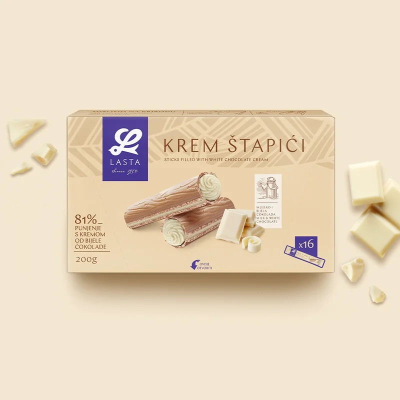 Krem štapići bijela čokolada 200g Lasta