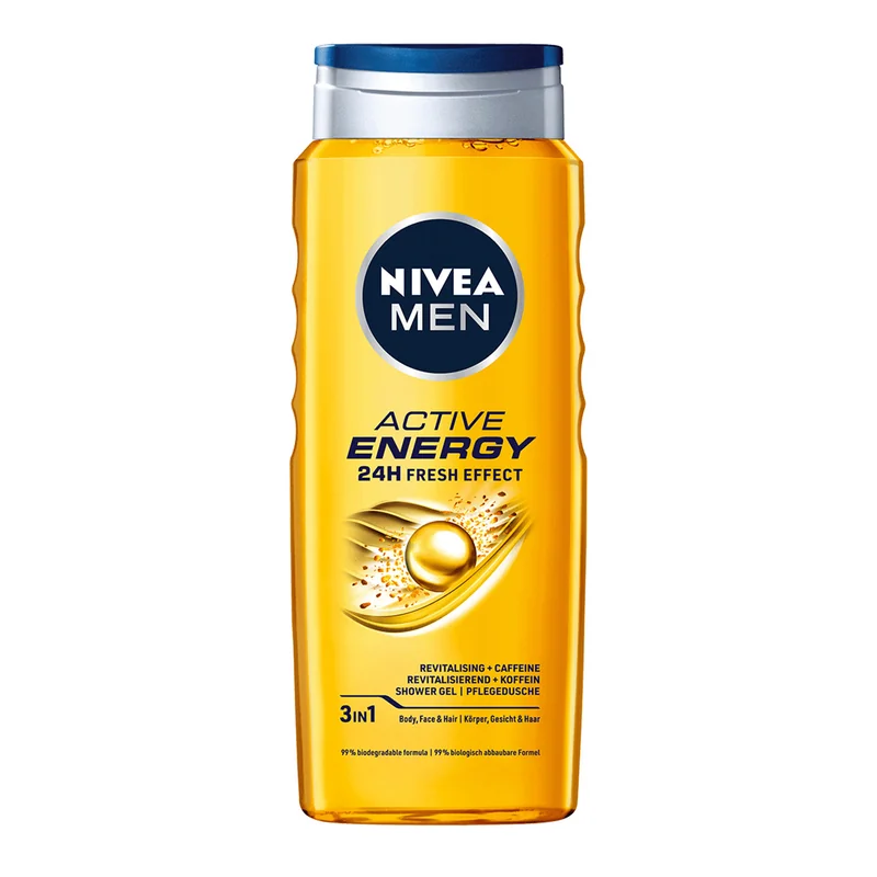 Gel za tuširanje muski active energy 500ml Nivea