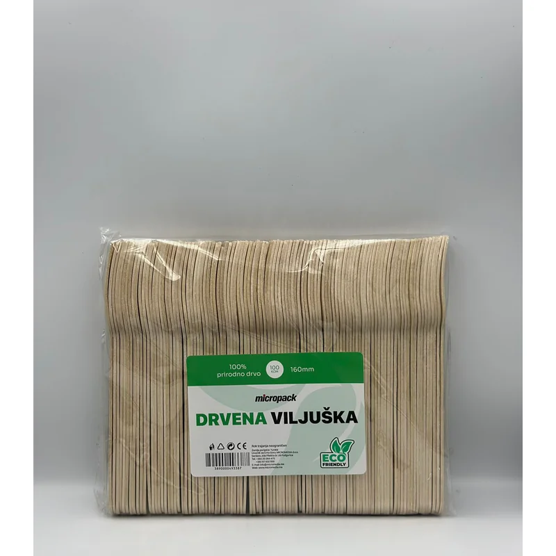 Drvena viljuška 160mm 100kom Micropack