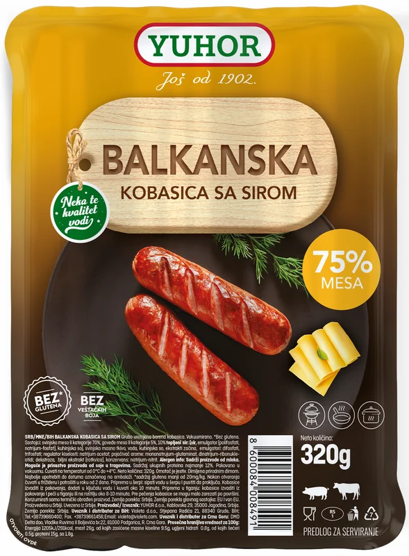 Balkanska kobasica sa sirom 320g Yuhor